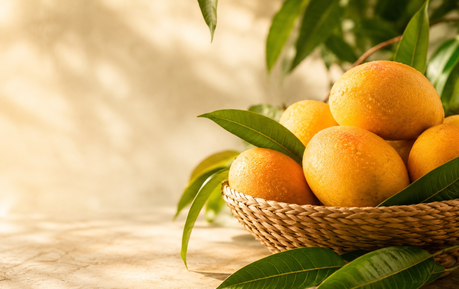 Premium mangoes in a basket from Lalitha Farms